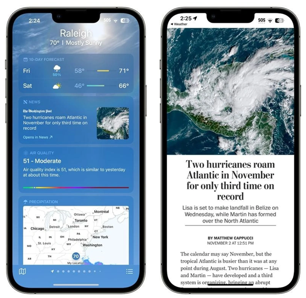 秀英苹果14维修分享iPhone 14手机如何看天气时顺带看新闻 