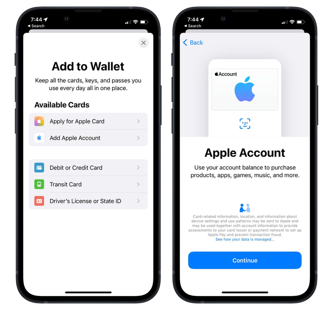 秀英苹果手机维修分享iOS 15.5钱包App如何添加 Apple 账户 