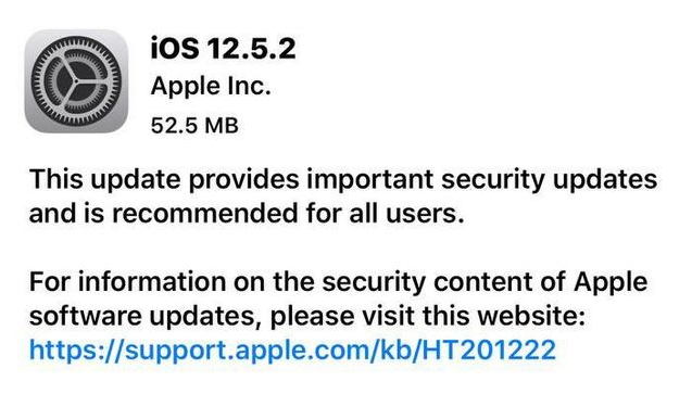 秀英苹果手机维修分享iOS12.5.2发布，建议所有老苹果用户安装 